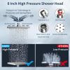 imageHibbent 10 Selfcleaning Rainfall Shower Head High Pressure Handheld Shower Head Showerhead Combo with 12 Adjustable Curved Shower Extension Arm 7Spray 71 Hose Showerhead Holder ChromeChrome
