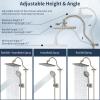 imageHibbent 10 Selfcleaning Rainfall Shower Head High Pressure Handheld Shower Head Showerhead Combo with 12 Adjustable Curved Shower Extension Arm 7Spray 71 Hose Showerhead Holder ChromeBrushed Nickel