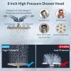 imageHibbent 10 Selfcleaning Rainfall Shower Head High Pressure Handheld Shower Head Showerhead Combo with 12 Adjustable Curved Shower Extension Arm 7Spray 71 Hose Showerhead Holder ChromeBrushed Nickel