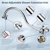 imageHibbent 10 Selfcleaning Rainfall Shower Head High Pressure Handheld Shower Head Showerhead Combo with 12 Adjustable Curved Shower Extension Arm 7Spray 71 Hose Showerhead Holder ChromeChrome
