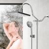 imageHibbent 10 Selfcleaning Rainfall Shower Head High Pressure Handheld Shower Head Showerhead Combo with 12 Adjustable Curved Shower Extension Arm 7Spray 71 Hose Showerhead Holder ChromeChrome