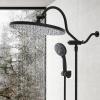 imageHibbent 10 Selfcleaning Rainfall Shower Head High Pressure Handheld Shower Head Showerhead Combo with 12 Adjustable Curved Shower Extension Arm 7Spray 71 Hose Showerhead Holder ChromeMatte Black