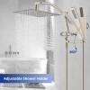 imageHibbent All Metal Shower Head Holder Solid Brass Shower Arm Holder for Handheld Shower Head Shower Wander Holder Adjustable Shower Head Bracket Shower Spray Holder Shower Arm Mount ChromeBrushed Nickel