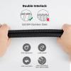 imageHibbent All Metal Shower Hose 90 inch 75 ft Bathroom Handheld Shower Head Hose 23 meters Extension Replacement Part with Brass Fittings Made of Stainless Steel Polished Chrome FinishMatte Black