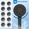 imageHibbent Dual Filter All Metal 10quotRainfall Showerhead Combo High Pressure Filter Shower Head with 10Spray Mode Handheld Innovative 4way Diverter with Pause Mode 71 Shower Hose and Holder ChromeMatte Black