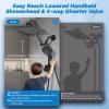 imageHibbent Dual Filter All Metal 10quotRainfall Showerhead Combo High Pressure Filter Shower Head with 10Spray Mode Handheld Innovative 4way Diverter with Pause Mode 71 Shower Hose and Holder ChromeMatte Black