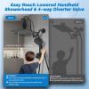 imageHibbent Dual Filter All Metal 10quotRainfall Showerhead Combo High Pressure Filter Shower Head with 10Spray Mode Handheld Innovative 4way Diverter with Pause Mode 71 Shower Hose and Holder ChromeMatte Black