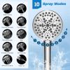 imageHibbent Dual Filter All Metal 10quotRainfall Showerhead Combo High Pressure Filter Shower Head with 10Spray Mode Handheld Innovative 4way Diverter with Pause Mode 71 Shower Hose and Holder ChromeChrome