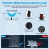 imageHibbent Metal 10 Filtered Rainfall Shower Head Combo High Pressure Easy Reach Shower Head System Handheld Showerhead Adjustable Holder 18 Extension Arm Shower Filter 7spray Brushed NickelMatte Black