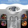 imageHibbent Universal 3 in 1 Kitchen Sink Drain Strainer with Sink Stopper Chrome Stainless Steel Wraped Shell AntiClogging Basket Strainer Foldable Handle Fit for US Standard 312quot Drain BlackBrushed Nickel