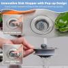 imageHibbent Universal 3 in 1 Kitchen Sink Drain Strainer with Sink Stopper Chrome Stainless Steel Wraped Shell AntiClogging Basket Strainer Foldable Handle Fit for US Standard 312quot Drain BlackBrushed Nickel