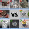 imageHibbent Universal 3 in 1 Kitchen Sink Drain Strainer with Sink Stopper Chrome Stainless Steel Wraped Shell AntiClogging Basket Strainer Foldable Handle Fit for US Standard 312quot Drain BlackBrushed Nickel