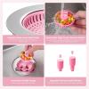 imageHibbent Universal 3 in 1 Kitchen Sink Drain Strainer with Sink Stopper Chrome Stainless Steel Wraped Shell AntiClogging Basket Strainer Foldable Handle Fit for US Standard 312quot Drain BlackPink
