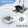 imageHibbent Universal 3 in 1 Kitchen Sink Drain Strainer with Sink Stopper Chrome Stainless Steel Wraped Shell AntiClogging Basket Strainer Foldable Handle Fit for US Standard 312quot Drain BlackBrushed Nickel