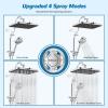 imageHibbent Upgraded 13 Shower Head Combo High Pressure 5 Spray Rainfall Showerhead 10 Spray Mode Handheld All Metal Easy Reach 4way Diverter Shower Arm with Pause Mode 71 Hose and Holder BlackChrome