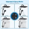 imageHibbent Upgraded 13 Shower Head Combo High Pressure 5 Spray Rainfall Showerhead 10 Spray Mode Handheld All Metal Easy Reach 4way Diverter Shower Arm with Pause Mode 71 Hose and Holder BlackBlack