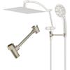 imageHibbent All Metal Shower Head Holder Solid Brass Shower Arm Holder for Handheld Shower Head Shower Wander Holder Adjustable Shower Head Bracket Shower Spray Holder Shower Arm Mount ChromeBrushed Nickel