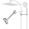 imageHibbent All Metal Shower Head Holder Solid Brass Shower Arm Holder for Handheld Shower Head Shower Wander Holder Adjustable Shower Head Bracket Shower Spray Holder Shower Arm Mount ChromeChrome