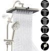 imageHibbent Upgraded 13 Shower Head Combo High Pressure 5 Spray Rainfall Showerhead 10 Spray Mode Handheld All Metal Easy Reach 4way Diverter Shower Arm with Pause Mode 71 Hose and Holder BlackBrushed Nickel