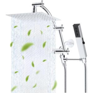 imageHibbent All Metal 10 Filtered Rainfall Shower Head with Handheld Combo High Pressure Shower Wand 16 Adjustable Arc Extension Arm 20 Stage Shower Filter 71 Hose 2 Shower Head Holders ChromeChrome