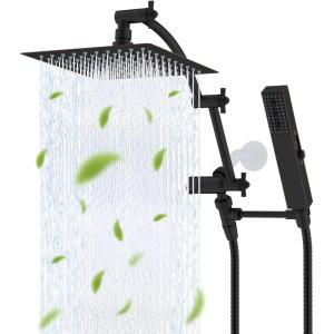 imageHibbent All Metal 10 Filtered Rainfall Shower Head with Handheld Combo High Pressure Shower Wand 16 Adjustable Arc Extension Arm 20 Stage Shower Filter 71 Hose 2 Shower Head Holders ChromeOil Rubbed Bronze