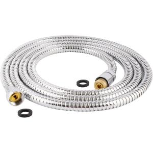 imageHibbent All Metal Shower Hose 90 inch 75 ft Bathroom Handheld Shower Head Hose 23 meters Extension Replacement Part with Brass Fittings Made of Stainless Steel Polished Chrome FinishChrome