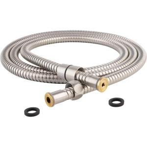 imageHibbent All Metal Shower Hose 90 inch 75 ft Bathroom Handheld Shower Head Hose 23 meters Extension Replacement Part with Brass Fittings Made of Stainless Steel Polished Chrome FinishBrushed Nickel
