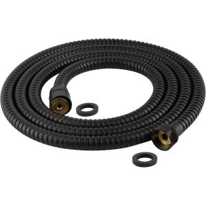 imageHibbent All Metal Shower Hose 90 inch 75 ft Bathroom Handheld Shower Head Hose 23 meters Extension Replacement Part with Brass Fittings Made of Stainless Steel Polished Chrome FinishMatte Black