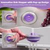 imageHibbent 2 Pack Universal 3 in 1 Kitchen Sink Drain Strainer with Sink Stopper Stainless Steel Wrapped Shell SUS304 AntiClogging Basket Strainer Fit for US Standard 312quot Drain Stainless SteelPurple