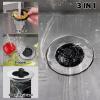 imageHibbent 2 Pack Universal 3 in 1 Kitchen Sink Drain Strainer with Sink Stopper Stainless Steel Wrapped Shell SUS304 AntiClogging Basket Strainer Fit for US Standard 312quot Drain Stainless SteelMatte Black
