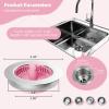 imageHibbent 2 Pack Universal 3 in 1 Kitchen Sink Drain Strainer with Sink Stopper Stainless Steel Wrapped Shell SUS304 AntiClogging Basket Strainer Fit for US Standard 312quot Drain Stainless SteelPink