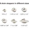imageHibbent 6 Pieces Drain Stopper Rubber Kitchen Sink Drain Sink Stopper Drain Plug with Pull Ring for Kitchen Bathtub Bathroom and Laundry Sink in 6 Different Sizes WhiteWhite