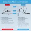 imageHibbent All Metal Upgraded 18 Shower Head Extension Arm with Flange Solid Brass Flexible Height ampamp Angle Adjustable Shower Arm Extender with Lock Joint Universal Connection ChromeMatte Black