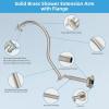 imageHibbent All Metal Upgraded 18 Shower Head Extension Arm with Flange Solid Brass Flexible Height ampamp Angle Adjustable Shower Arm Extender with Lock Joint Universal Connection ChromeBrushed Nickel