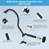 imageHibbent All Metal Upgraded 18 Shower Head Extension Arm with Flange Solid Brass Flexible Height ampamp Angle Adjustable Shower Arm Extender with Lock Joint Universal Connection ChromeMatte Black