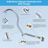 imageHibbent All Metal Upgraded 18 Shower Head Extension Arm with Flange Solid Brass Flexible Height ampamp Angle Adjustable Shower Arm Extender with Lock Joint Universal Connection ChromeChrome