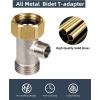 imageHibbent Bidet T Adapter Metal T Valve for Bidet78 x 78 x 38 or 1516quot x 1516quot x 916quot 3 Way Tee Connector Bidet Attachment for Toilet