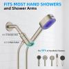 imageHibbent Upgraded Metal Shower Head Holder with LED Display Shower Thermometer Adjustable Shower Arm Mount for Handheld Shower Head Universal Shower Head Bracket Solid Brass Pivot Ball ChromeBrushed Nickel
