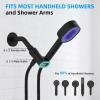 imageHibbent Upgraded Metal Shower Head Holder with LED Display Shower Thermometer Adjustable Shower Arm Mount for Handheld Shower Head Universal Shower Head Bracket Solid Brass Pivot Ball ChromeMatte Black