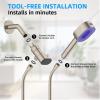 imageHibbent Upgraded Metal Shower Head Holder with LED Display Shower Thermometer Adjustable Shower Arm Mount for Handheld Shower Head Universal Shower Head Bracket Solid Brass Pivot Ball ChromeBrushed Nickel