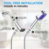 imageHibbent Upgraded Metal Shower Head Holder with LED Display Shower Thermometer Adjustable Shower Arm Mount for Handheld Shower Head Universal Shower Head Bracket Solid Brass Pivot Ball ChromeChrome
