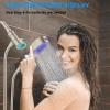 imageHibbent Upgraded Metal Shower Head Holder with LED Display Shower Thermometer Adjustable Shower Arm Mount for Handheld Shower Head Universal Shower Head Bracket Solid Brass Pivot Ball ChromeBrushed Nickel