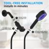 imageHibbent Upgraded Metal Shower Head Holder with LED Display Shower Thermometer Adjustable Shower Arm Mount for Handheld Shower Head Universal Shower Head Bracket Solid Brass Pivot Ball ChromeMatte Black