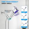 imageHibbent Upgraded Metal Shower Head Holder with LED Display Shower Thermometer Adjustable Shower Arm Mount for Handheld Shower Head Universal Shower Head Bracket Solid Brass Pivot Ball ChromeChrome