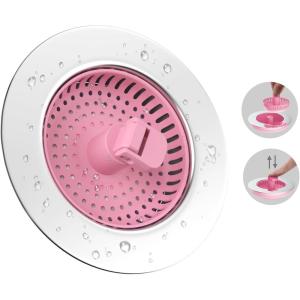 imageHibbent 2 Pack Universal 3 in 1 Kitchen Sink Drain Strainer with Sink Stopper Stainless Steel Wrapped Shell SUS304 AntiClogging Basket Strainer Fit for US Standard 312quot Drain Stainless SteelPink