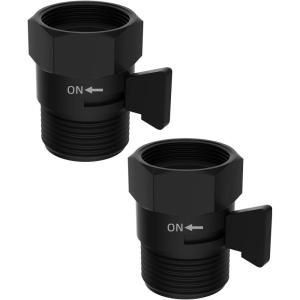 imageHibbent All Metal 2 Pack Shower Head Flow Control Valve G12 Brass Shutoff Valve with Metal Handle Lever Shut OFF Water Flow Control Regulator for Handheld Shower or Bidet Sprayer ChormeMatte Black