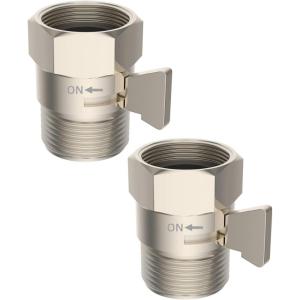 imageHibbent All Metal 2 Pack Shower Head Flow Control Valve G12 Brass Shutoff Valve with Metal Handle Lever Shut OFF Water Flow Control Regulator for Handheld Shower or Bidet Sprayer ChormeBrushed Nickel