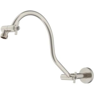 imageHibbent All Metal Upgraded 18 Shower Head Extension Arm with Flange Solid Brass Flexible Height ampamp Angle Adjustable Shower Arm Extender with Lock Joint Universal Connection ChromeBrushed Nickel