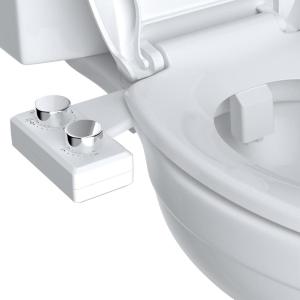 imageHibbent Bidet Attachment for Toilet NonElectric Dual Nozzle for Frontal ampamp Rear Wash Adjustable Water Pressure Control Fresh Water Bidet Toilet Seat Self Cleaning Water Sprayer WhiteChromeChrome