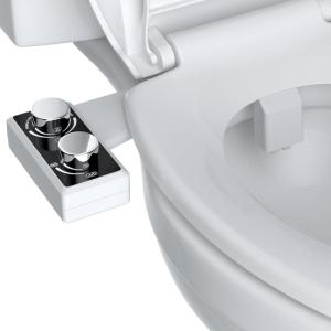 imageHibbent Bidet Attachment for Toilet NonElectric Dual Nozzle for Frontal ampamp Rear Wash Adjustable Water Pressure Control Fresh Water Bidet Toilet Seat Self Cleaning Water Sprayer WhiteChromeMatte Black